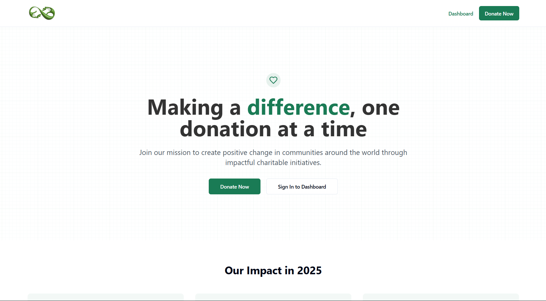 Charity Dashboard Screenshot